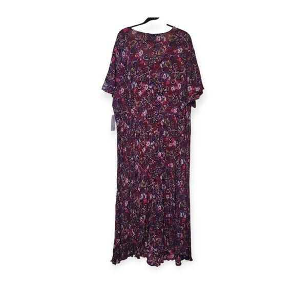 New 3X 30/32 Crinkled Flutter Maxi Dress Paisley Boho Festival Purple Floral - Picture 5 of 9